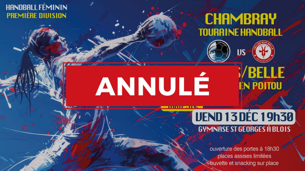 Annulation du match de Gala prévu le 13 décembre entre Chambray et Celles/Belle