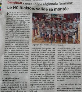article NR montée Seniors F en prénationale - HCB